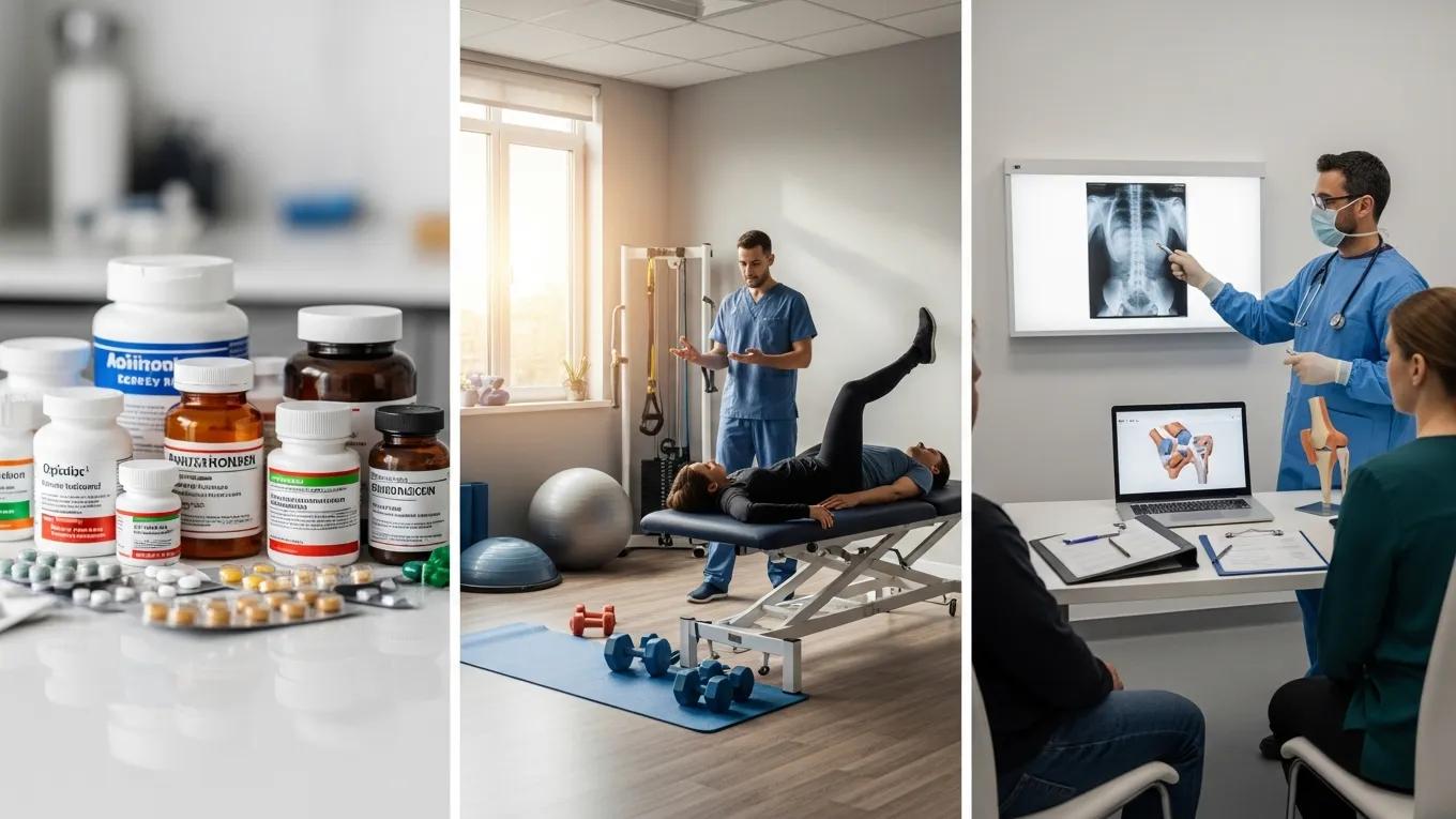 Overview of traditional pain management techniques including medications and physical therapy